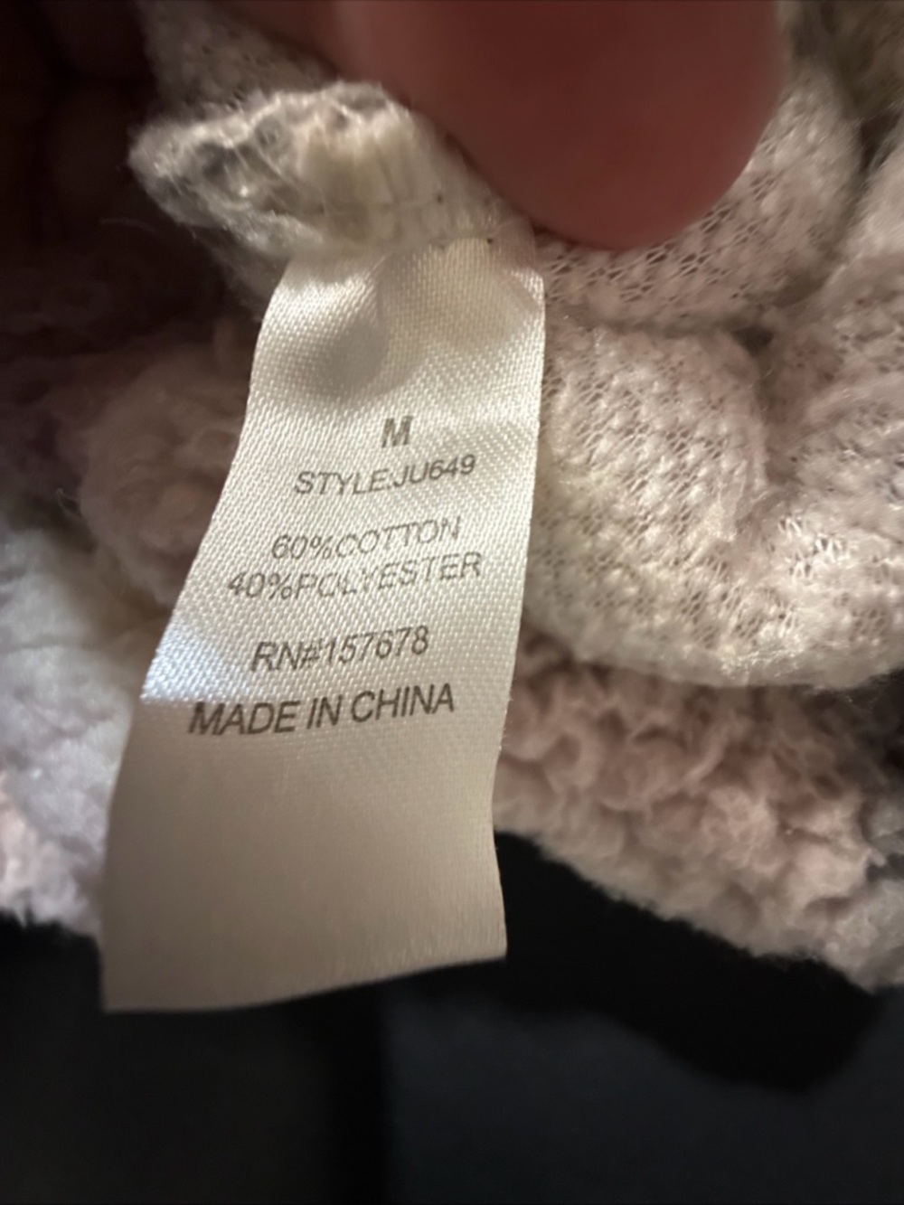 Reflex Plush Sherpa Zip Hoodie - Cream & Dusty Pink - Picture 4 of 4